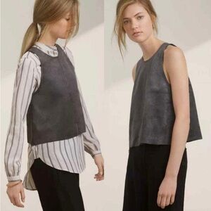 Aritzia Wilfred Faux Suede Brown Vegan Leather Tank Octave Gall Top Sz XXS